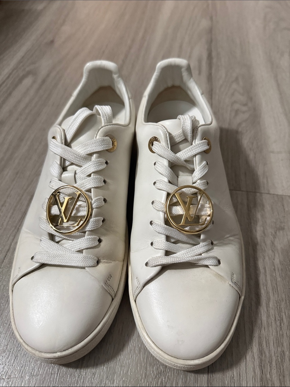 Louis Vuitton Women's Sneakers with Gold LV Emblem
